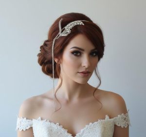 Crystal Leaf Draped Bridal Headband