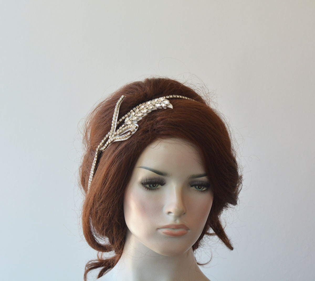 Crystal Leaf Draped Bridal Headband - Image 6