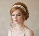 Double Row Pearl Lace Bridal Headband