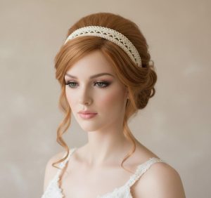 Double Row Pearl Lace Bridal Headband