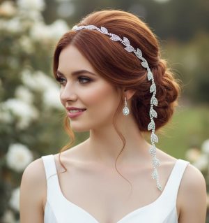 Crystal leaf and willow hair accessory