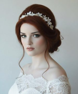 White Floral Pearl Bridal Headband
