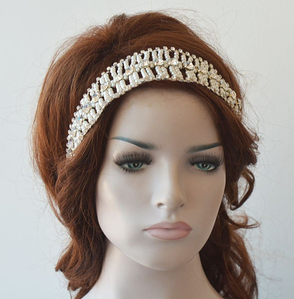Pearl Lattice Bridal Headband - Image 5