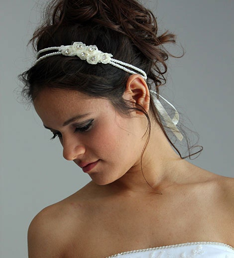 Pearl Rose Bridal Headband - Image 3