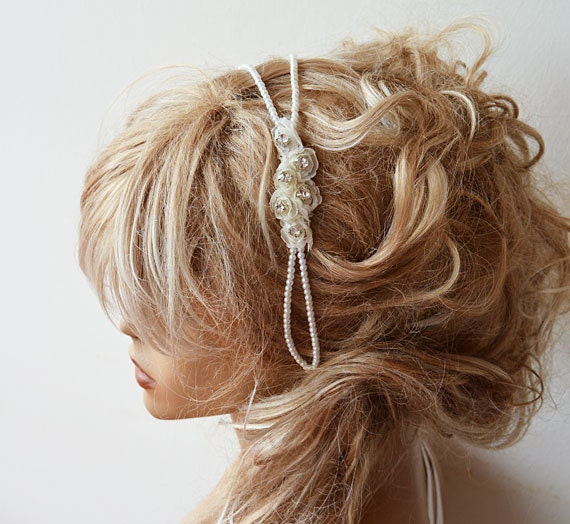 Pearl Rose Bridal Headband